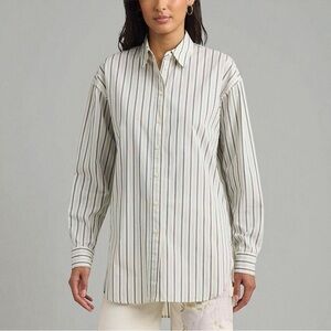 Lauren Ralph Lauren ‘Striped Cotton Broadcloth Shirt’ in Blue & White Stripe 3X